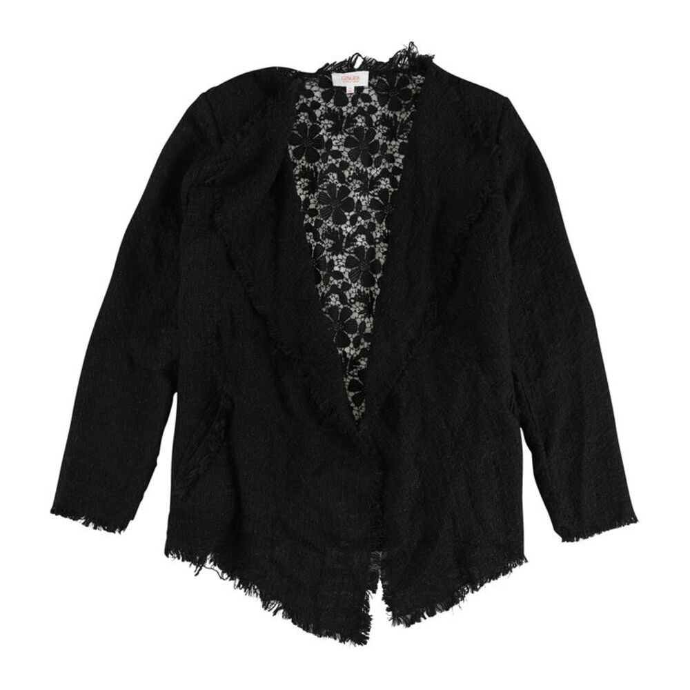 Ginger Womens Lace Back Jacket, Black, L, DM